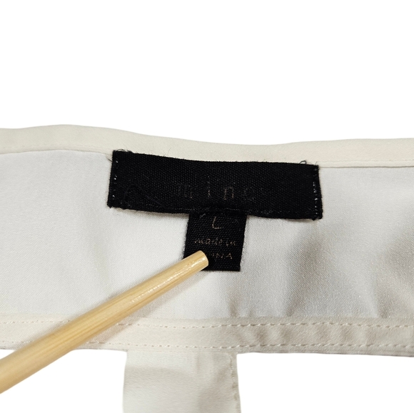 Mint Sleevless Scoop Neck Sheer Button Down Blouse, Ivory, Large - Picture 7 of 9